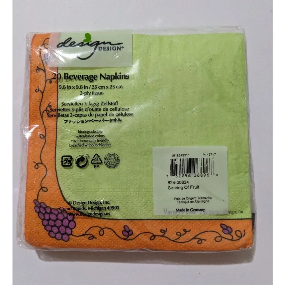 Funny Murray Design Wine AServing Of Fruit Beverage Paper Napkins 20 count